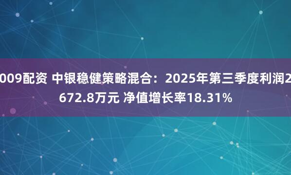 009配资 中银稳健策略混合：2025年第三季度利润2672.8万元 净值增长率18.31%
